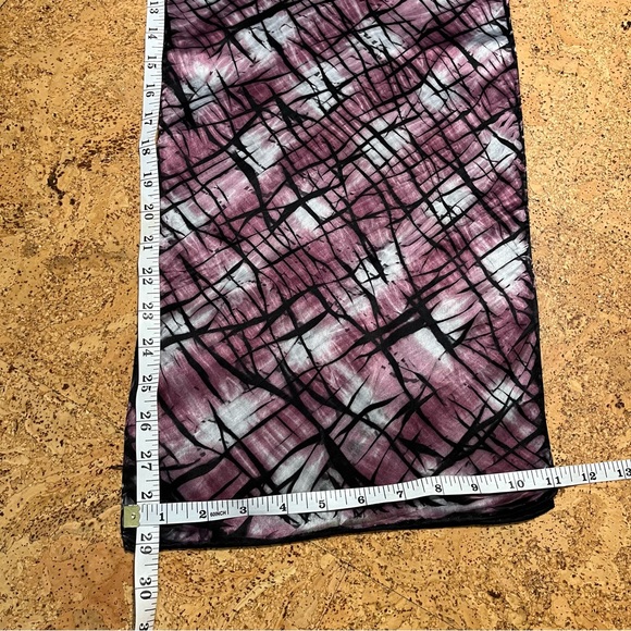 Hand Dyed Scarf In Purple, Black & Silvery Gray Abstract Pattern - Picture 10 of 10
